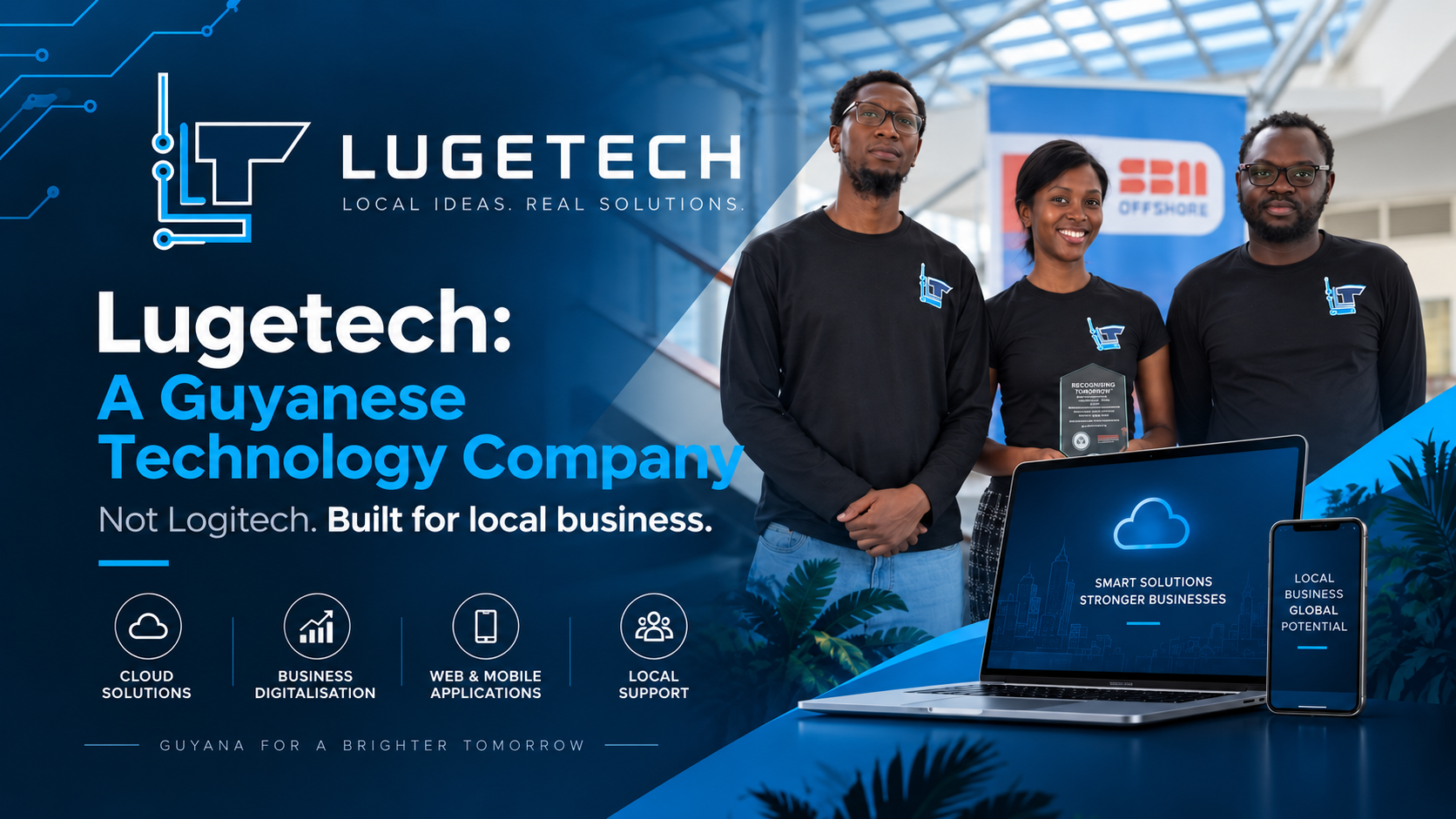 Lugetech team and Guyana-focused technology services graphic
